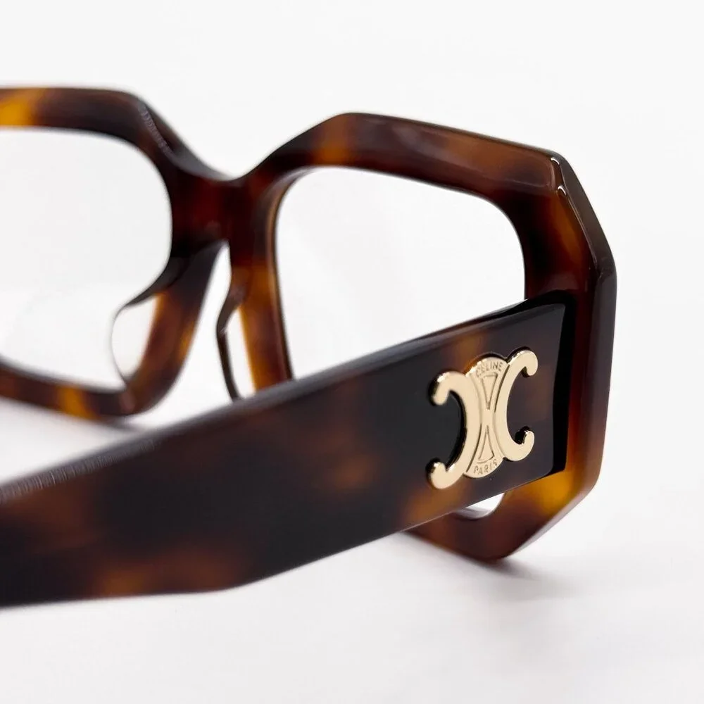 NEW CL50155I 053, CELINE GEOMETRIC HAVANA BROWN EYEGLASSES CELINE